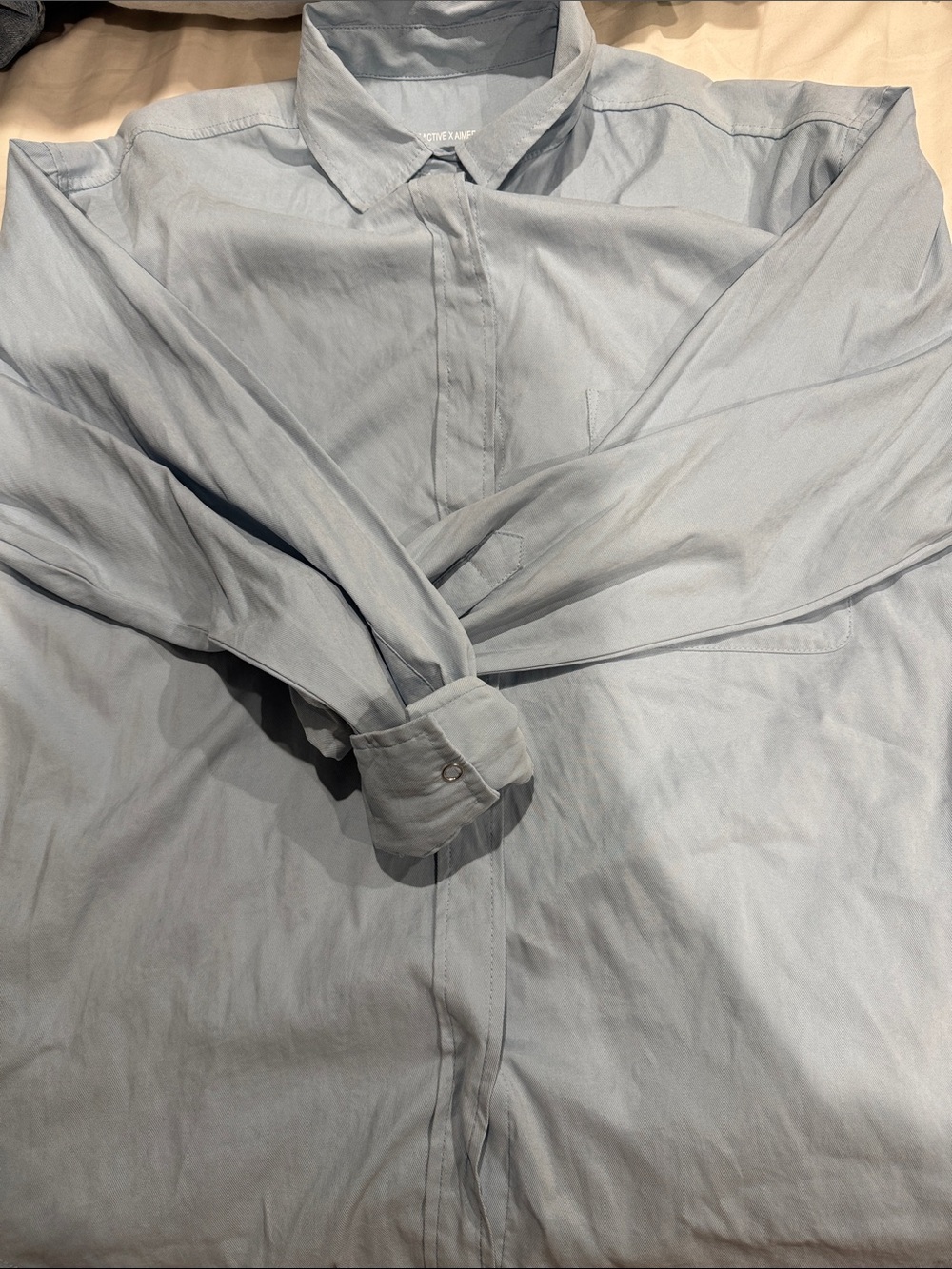 SET Active x Aimee Song Light Blue Button-Down Shirt